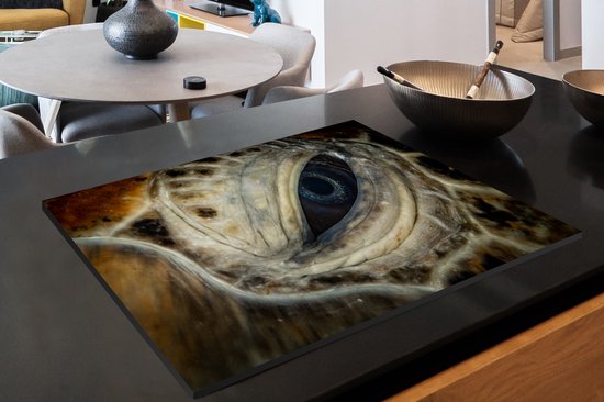 KitchenYeah® Inductie beschermer 78x52 cm - Close-up karetschildpaddenoog - Kookplaataccessoires - Afdekplaat voor kookplaat - Inductiebeschermer - Inductiemat - Inductieplaat mat