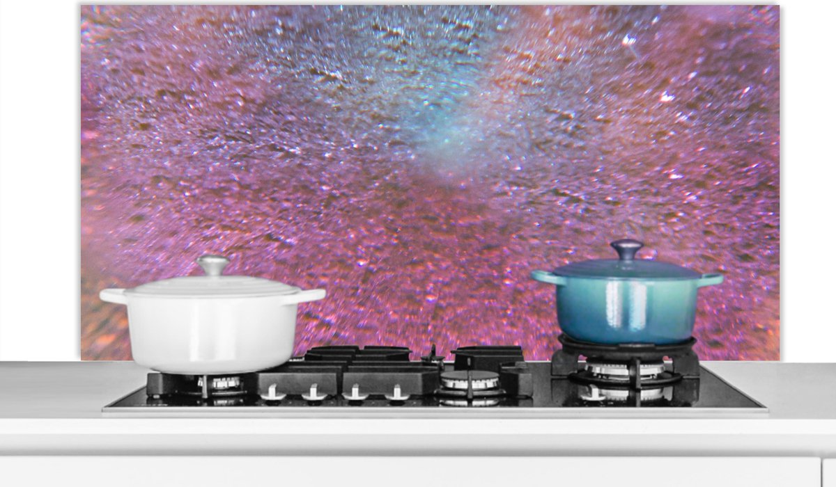 Spatscherm keuken 120x60 cm - Kookplaat achterwand Roze - Glitter - Abstract - Design - Blauw - Muurbeschermer - Spatwand fornuis - Hoogwaardig aluminium