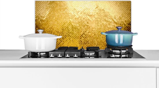 Spatscherm keuken 70x30 cm - Kookplaat achterwand Goud - Design - Abstract - Muurbeschermer - Spatwand fornuis - Hoogwaardig aluminium
