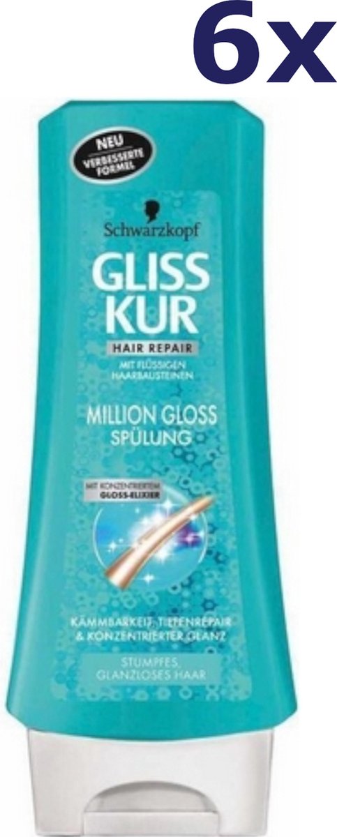 6x Gliss-Kur Conditioner - Million Gloss 200 ml