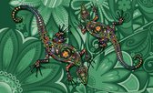 Lizards Flowers Abstract Colours Photo Wallcovering