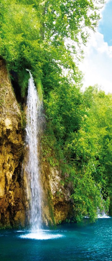 Deursticker Muursticker Natuur, Waterval | Groen | 91x211cm