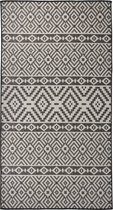 vidaXL - Buitenkleed - met - patroon - platgeweven - 80x150 - cm - zwart