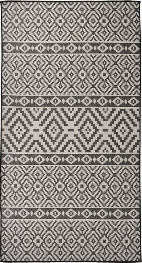 vidaXL - Buitenkleed - met - patroon - platgeweven - 80x150 - cm - zwart