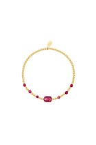 Bijoutheek Bracelet (Bijouterie) élastique acier carrés boules perles Rouge