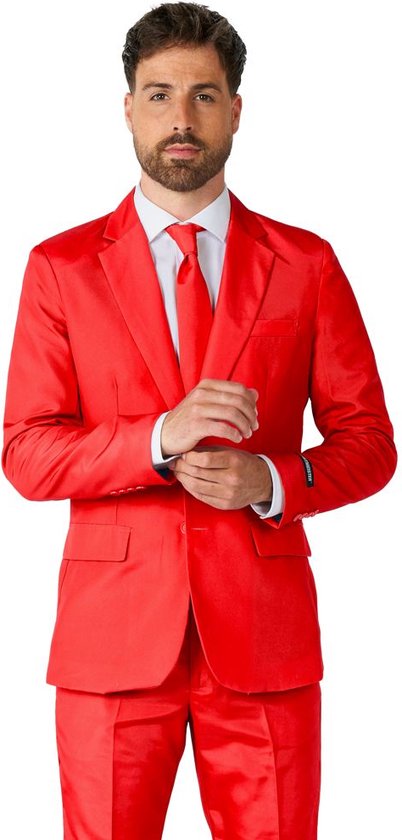 Suitmeister Red - Heren Pak - Casual Effen Gekleurd - Rood - Kerst - Maat XL