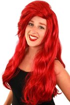 Ariel De Kleine Zeemeermin lange rode pruik met pony - rood mermaid haarwerk met lok