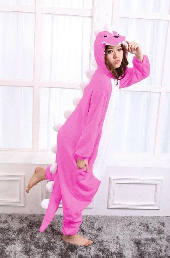 KIMU Onesie Roze Draak Baby Pakje - 86-92 - Drakenpakje Dino Pyjama Kostuum Boxpakje Dreumes Speelpakje Kraamkado Fleece Huispak Meisje Festival