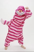 KIMU Onesie Cheshire Cat pak kostuum roze kat - maat S-M - Alice in Wonderland jumpsuit huispak
