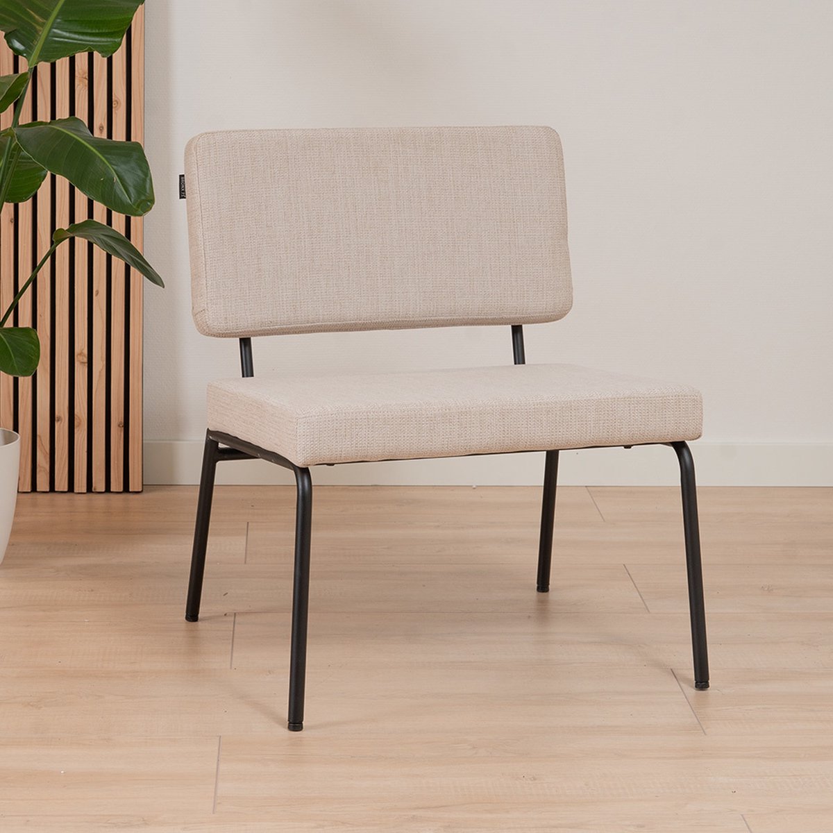 Bronx71® Scandinavische fauteuil en hocker Espen beige gerecyclede stof