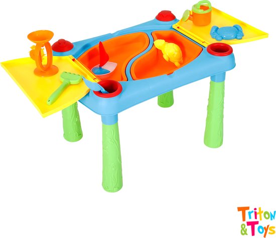 Triton & Toys - Watertafel - Zandtafel - Speeltafel - Water speelgoed - Buitenspeelgoed - 25 delig - inclusief accessoires - Stimuleert hand-oog-coördinatie - Eenvoudig te monteren - Urenlang speelplezier gegarandeerd