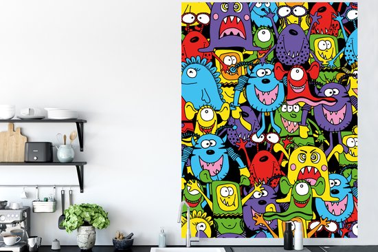 Stickers muraux - Film autocollant - Motifs - Monster - Drôle - Abstrait - Filles - Garçons - 120x160 cm - Film adhésif - Stickers muraux chambre d'enfant - Papier peint autocollant XXL