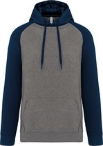 Tweekleurige hoodie met capuchon 'Proact' Grey Heather/Navy - S
