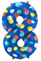 Folat - Folieballon Cijfer 8 Colorful Dots - 86 cm