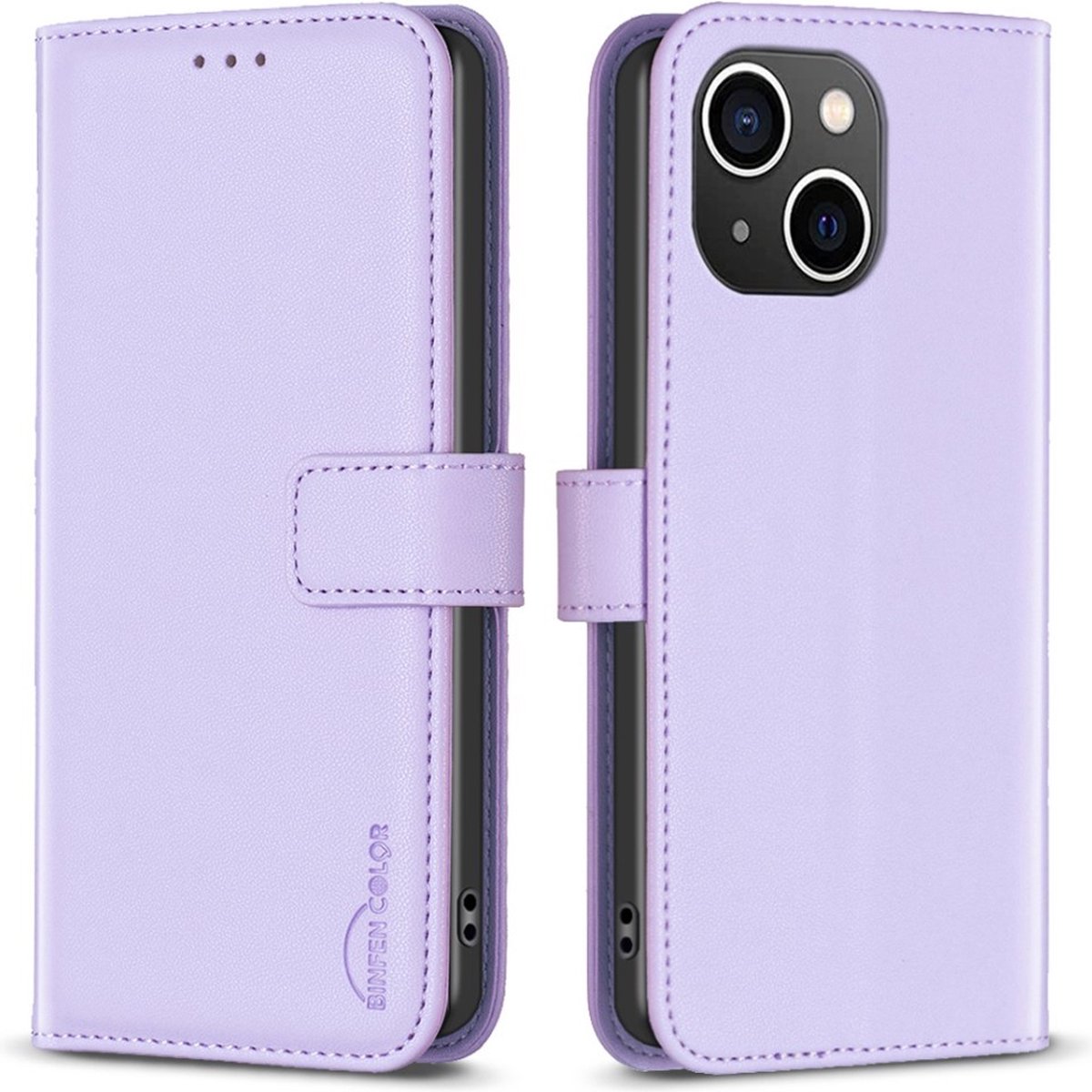 BINFEN Hoesje - Geschikt voor iPhone 13 / 14 Hoesje - BINFEN Book Case - Lavendel