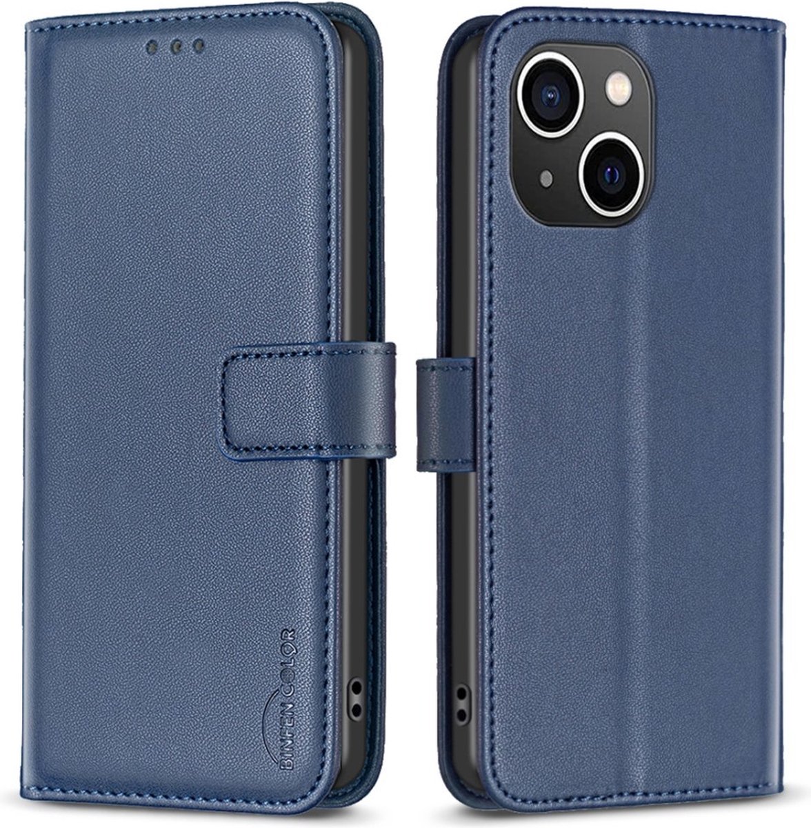 BINFEN Hoesje - Geschikt voor iPhone 13 / 14 Hoesje - BINFEN Book Case - Blauw
