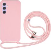 Coverup Siliconen Back Cover met Koord - Geschikt voor Samsung Galaxy A54 Hoesje - Pink