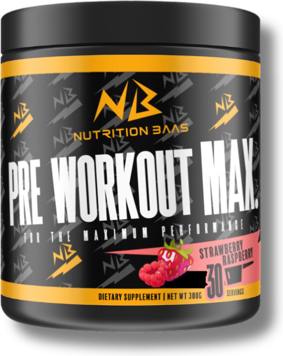 Nutrition Baas - Pre Workout Voor Mannen en Vrouwen - Aardbei & Framboos - 30 Servings - 300G