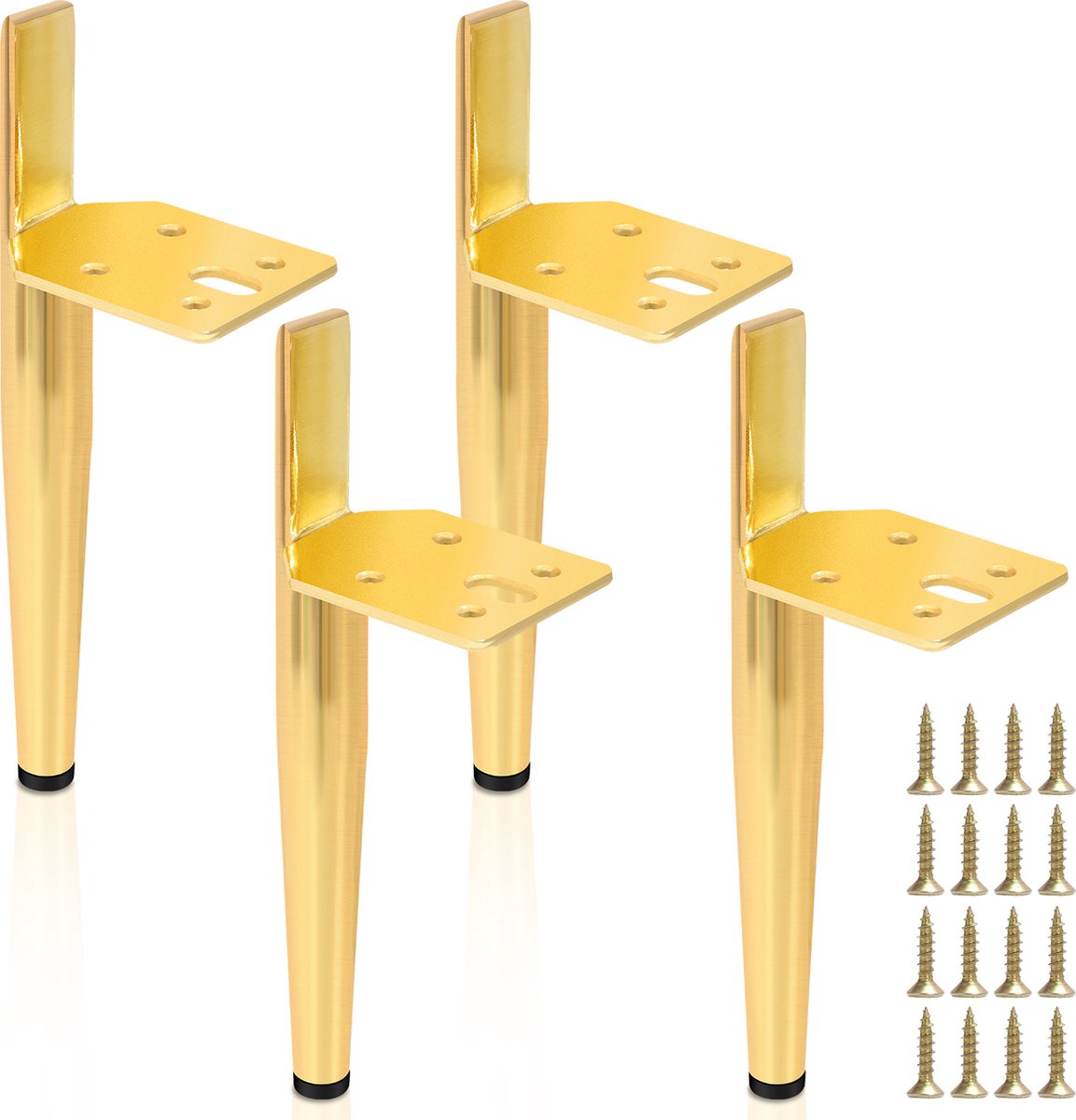 Set van 4 massief houten meubelpoten, met hout afgewerkte