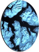 Dibond Ovaal - Blauwe Abstracte Vlakken - 21x28 cm Foto op Ovaal (Met Ophangsysteem)