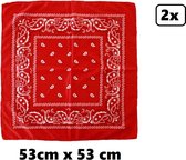 2x Boeren zakdoek koffieboon rood 53x53cm - Boeren zakdoek carnaval boeren thema feest bandana festival