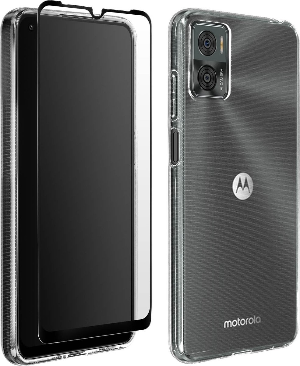 Bigben Hoes geschikt voor Motorola E22i en E22 Siliconen+Gehard glas transparent