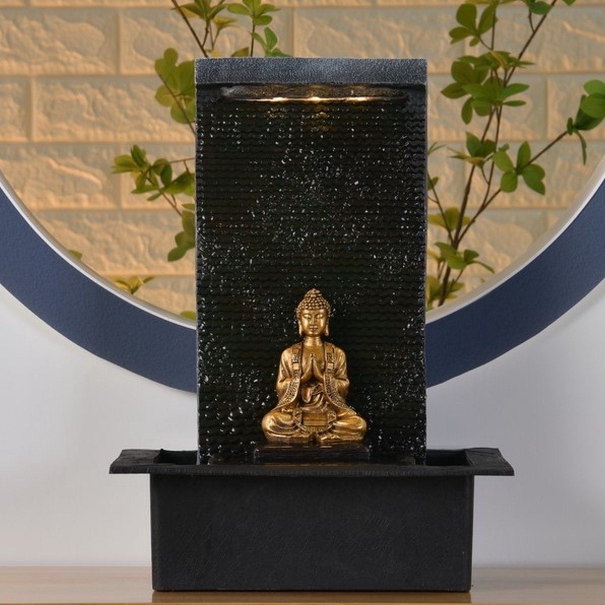 Kamerfontein Boeddha Zenitude (42cm) | Binnenfontein | Waterornament | Incl. LED Verlichting | Feng Shui Webwinkel