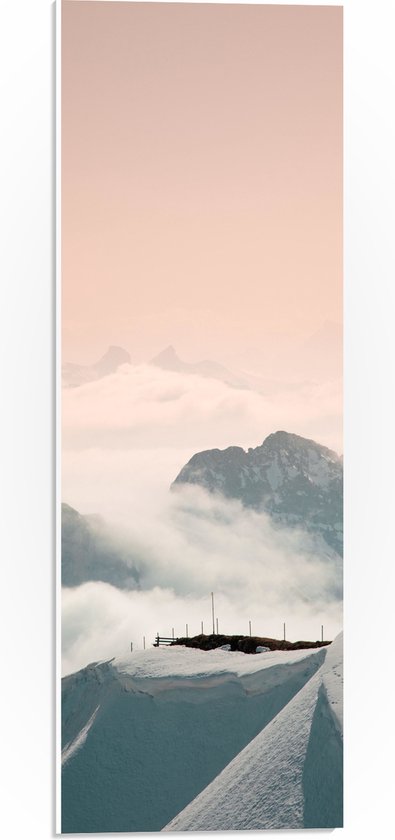 PVC Schuimplaat- Bergen - Sneeuw - Wolken - Wit - 20x60 cm Foto op PVC Schuimplaat