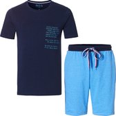 Phil & Co Shortama Heren Maritim Pyjama Set Blauw - Maat XL - Korte Pyjama
