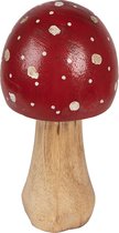 Clayre & Eef Decoratie Paddenstoel Ø 6x13 cm Rood Hout