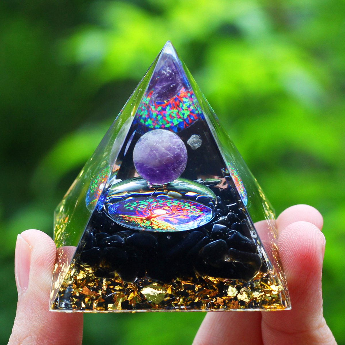 Pyramide D’orgonite En Malachite Naturelle 60 Mm - Pierre De Méditation, Décoration énergétique
