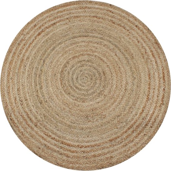 vidaXL - Tapijt - rond - 150 - cm - gevlochten - jute