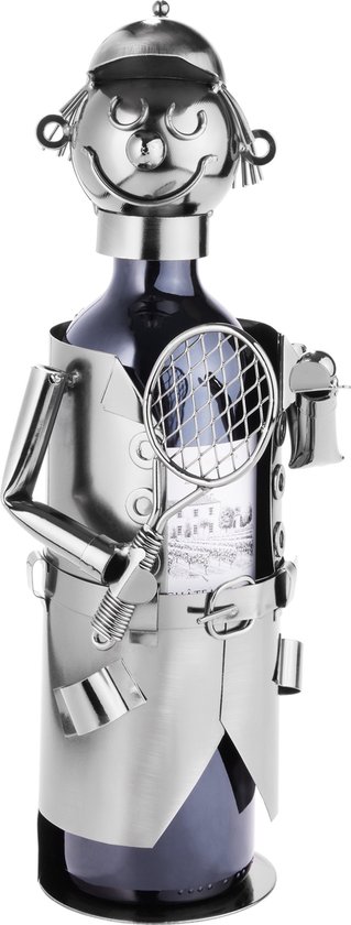 Présentoir à Bouteille De Vin Métal - Forme Joueur De Tennis Avec Raquette - Neuf, Design Original