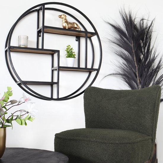 Wandrek vierkant Emma industrieel mangohout 75cm bruin muurdecoratie mango hout