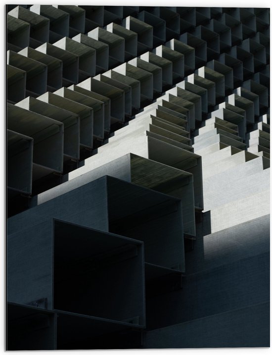 Dibond - Patroon van Donkergekleurde Vakken - 60x80 cm Foto op Aluminium (Wanddecoratie van metaal)