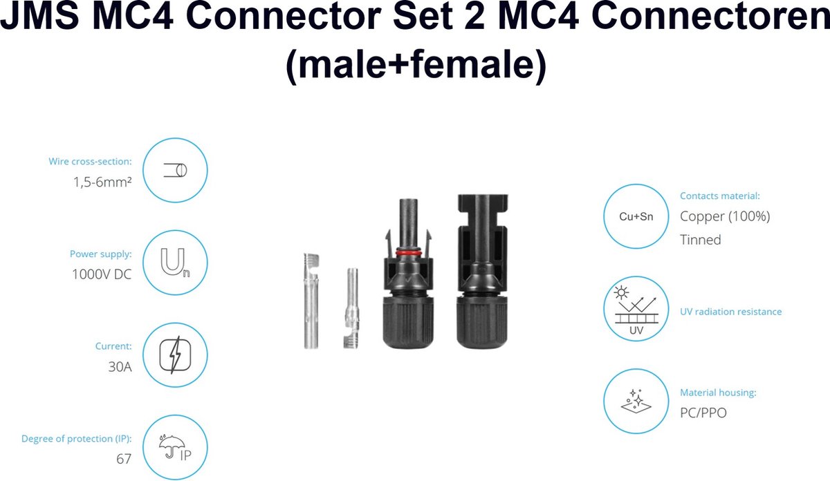 JMS MC4 Connector Set 2 MC4 Connectoren (male+female)