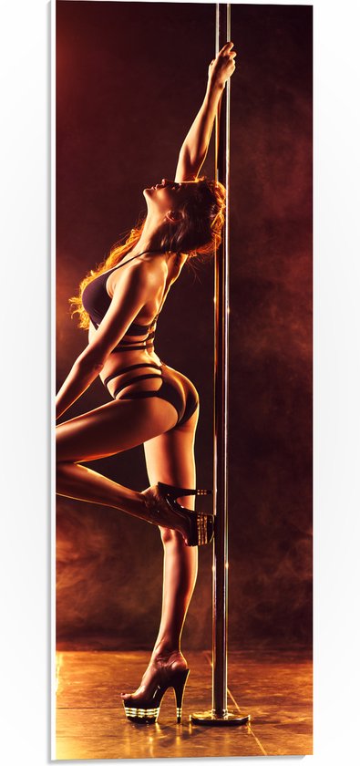 PVC Schuimplaat- Sexy Paaldanseres op Podium - 20x60 cm Foto op PVC Schuimplaat