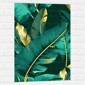 Muursticker - Groene Palmbladeren met Gouden Details - 60x90 cm Foto op Muursticker