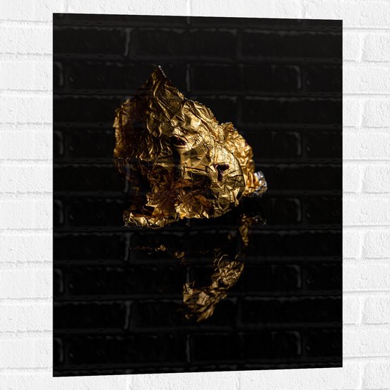 Muursticker - Gouden Vlak op Zwarte Achtergrond - 60x80 cm Foto op Muursticker