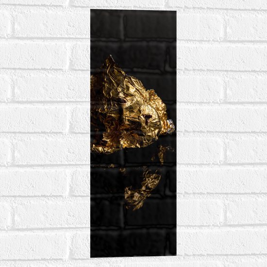 Muursticker - Gouden Vlak op Zwarte Achtergrond - 20x60 cm Foto op Muursticker