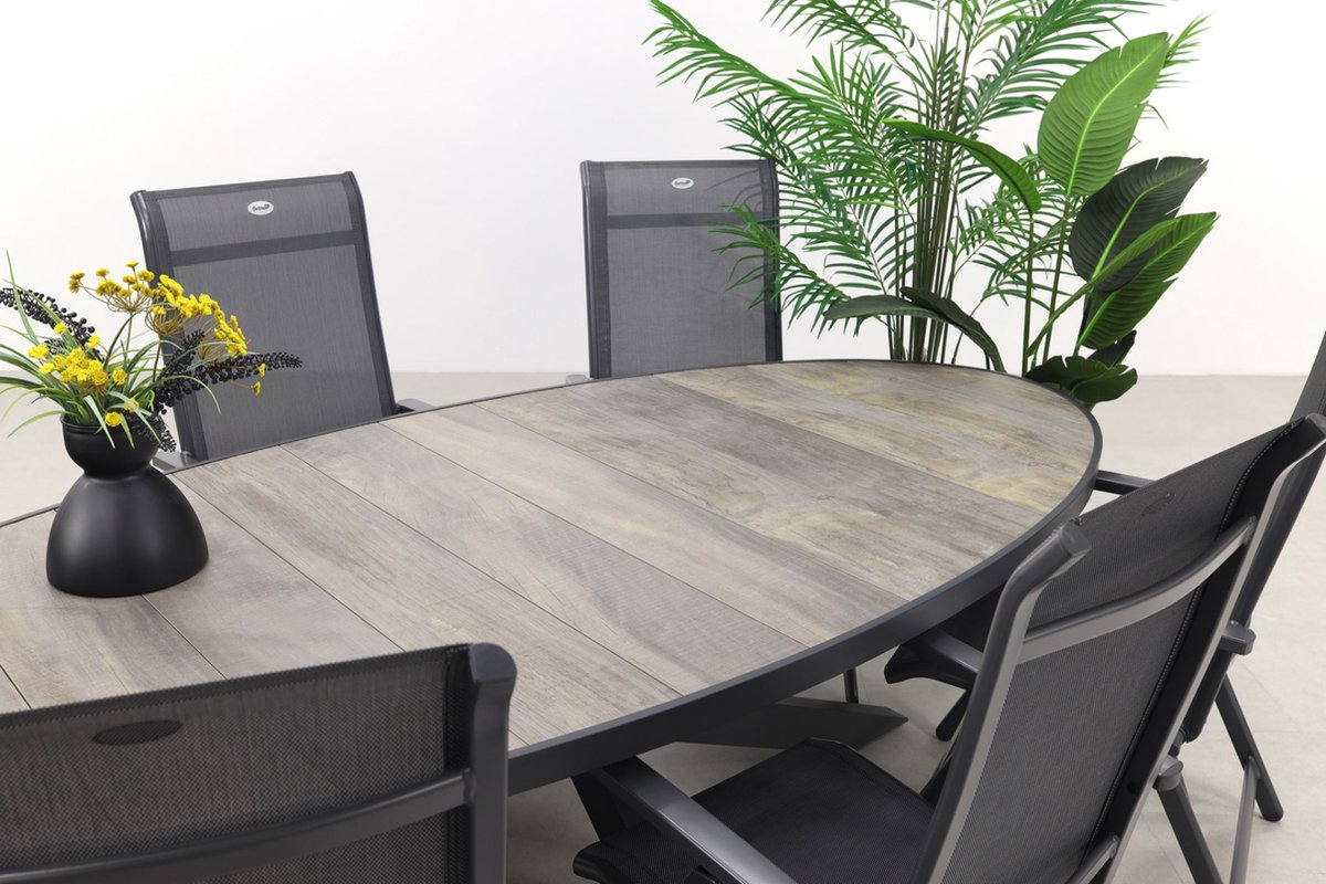 Hartman Milaan/Silva wood-look 240x115 cm oval garden dining set - 7-piece