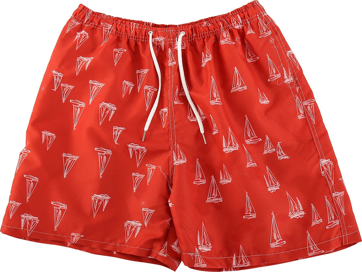 Emilie collection - zwembroek - rood - zeilboot - extra lang