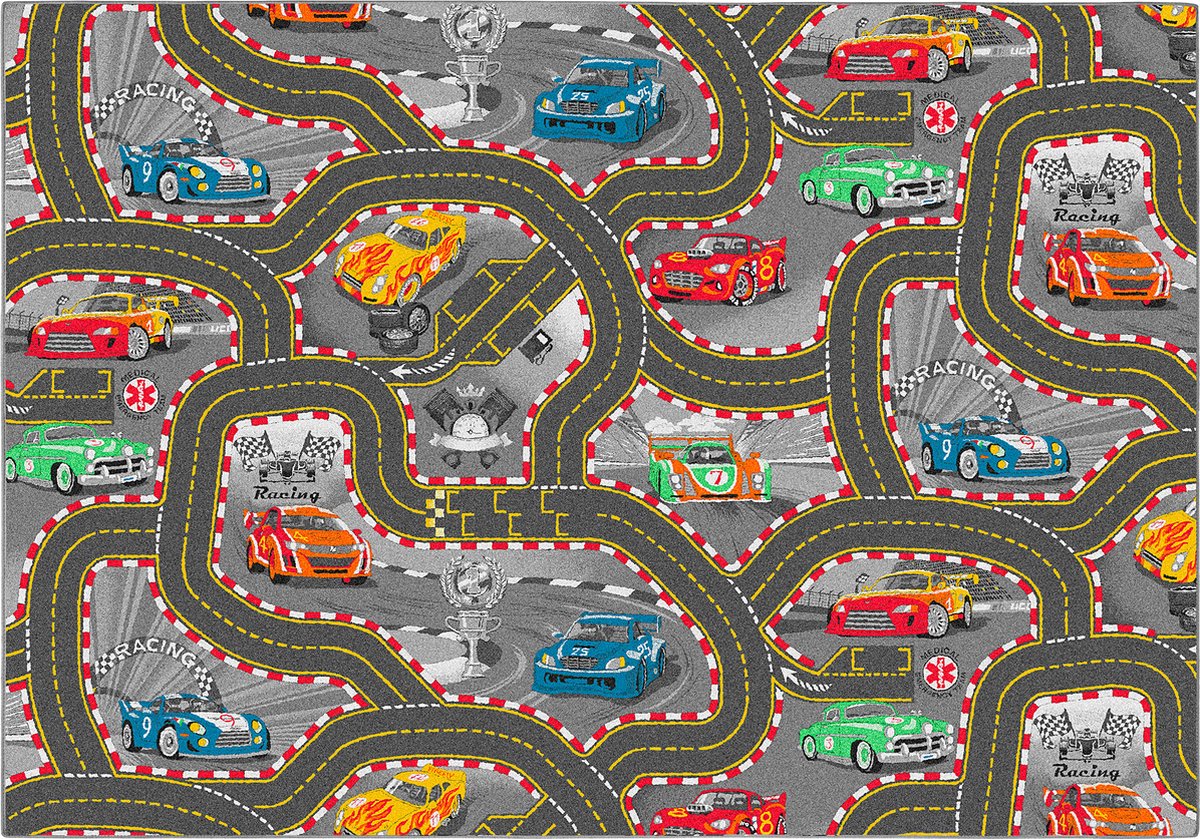 Carpet Studio Racer Speelkleed - 140x200cm - Vloerkleed Kinderkamer - Speelmat - Anti-slip Speeltapijt - Verkeerskleed