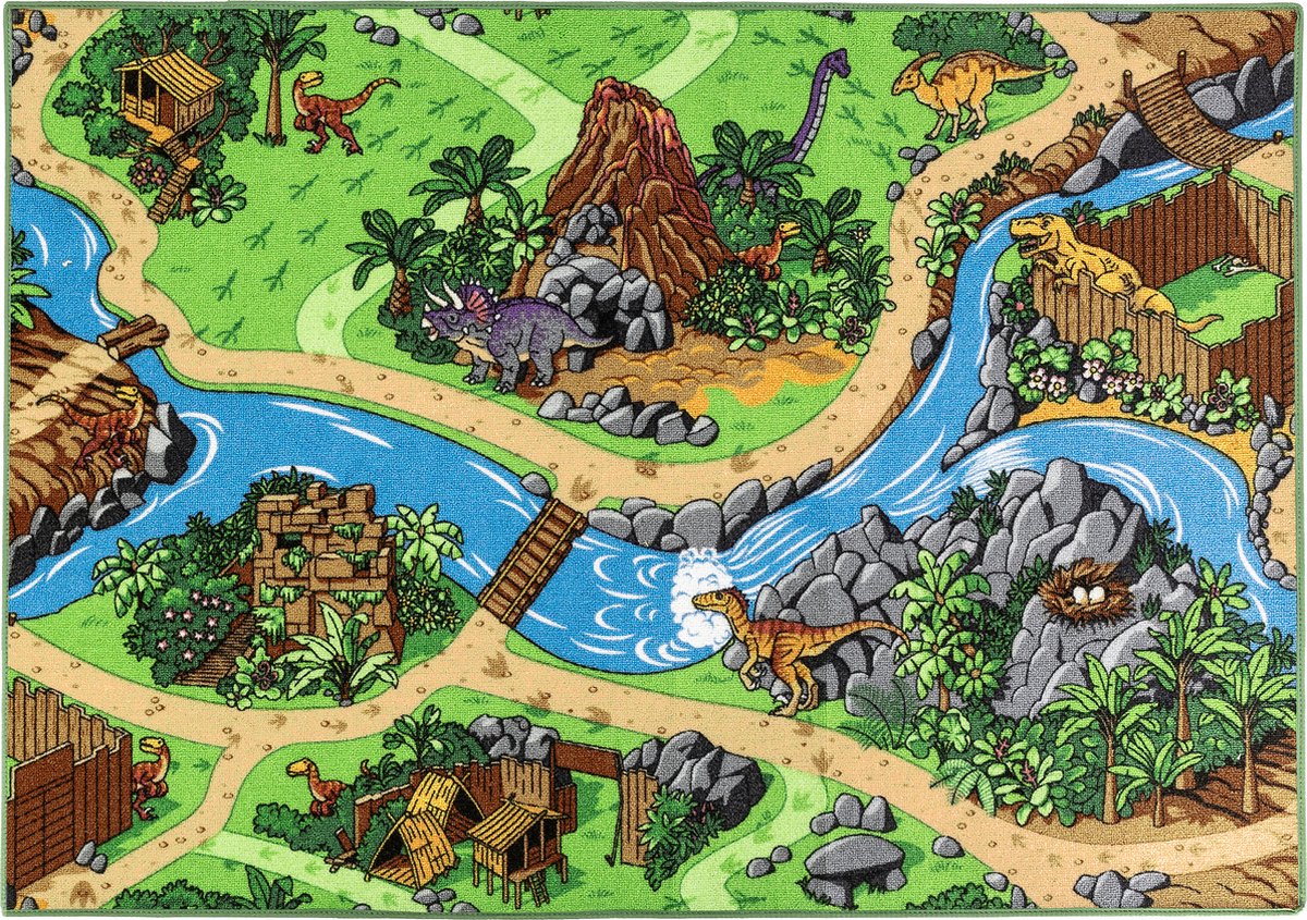 Carpet Studio Dino Speelkleed - 95x133cm - Vloerkleed Kinderkamer - Speelmat - Anti-slip Speeltapijt - Verkeerskleed