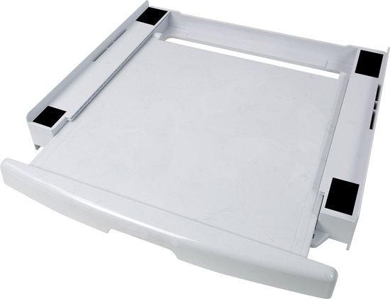 Scanpart kunststof tussenstuk voor wasmachine en droger met werkblad inclusief spanband - Geschikt voor AEG Bosch LG Miele Samsung Siemens Zanussi Whirlpool - Stapelkit - Alternatief voor SKS101 - Universeel