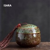 ISARA Luxueuze Mini Urn Hond Kat Vogel – Urne – Keramiek – Urnen – Urn Voor Dieren – Urn Hond Overleden – Urn Kat – 130 ML – Groen