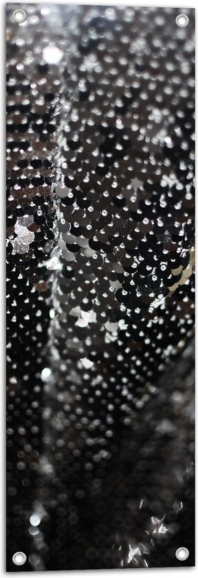 Tuinposter – Close-up van Zilveren Stof - 30x90 cm Foto op Tuinposter (wanddecoratie voor buiten en binnen)