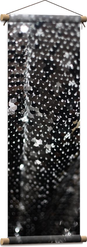 Textielposter - Close-up van Zilveren Stof - 30x90 cm Foto op Textiel