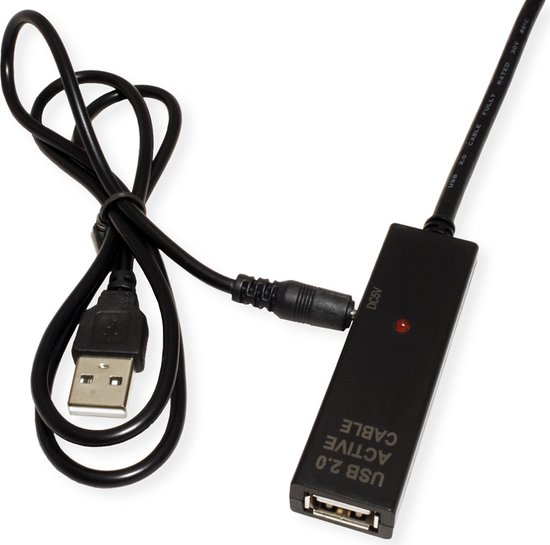 VALUE Câble d'extension USB 2.0 avec répéteur actif, A - C, noir, 10 m