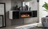 FLY SBK TV-meubel met open haard - Wit/zwart - Verschillende kleuropties - Elegant en praktisch